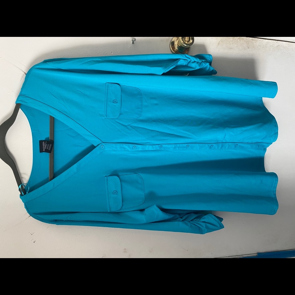 Blue button top